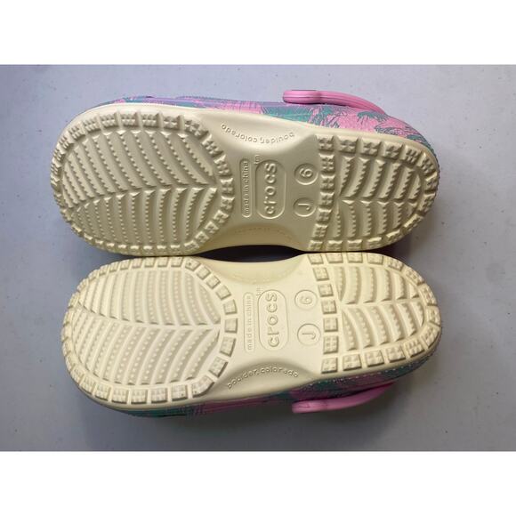 Crocs Classic Spring Break Clog Tropical Pink Teal Kids Youth Size J 6 Womens 8 - Picture 11 of 15